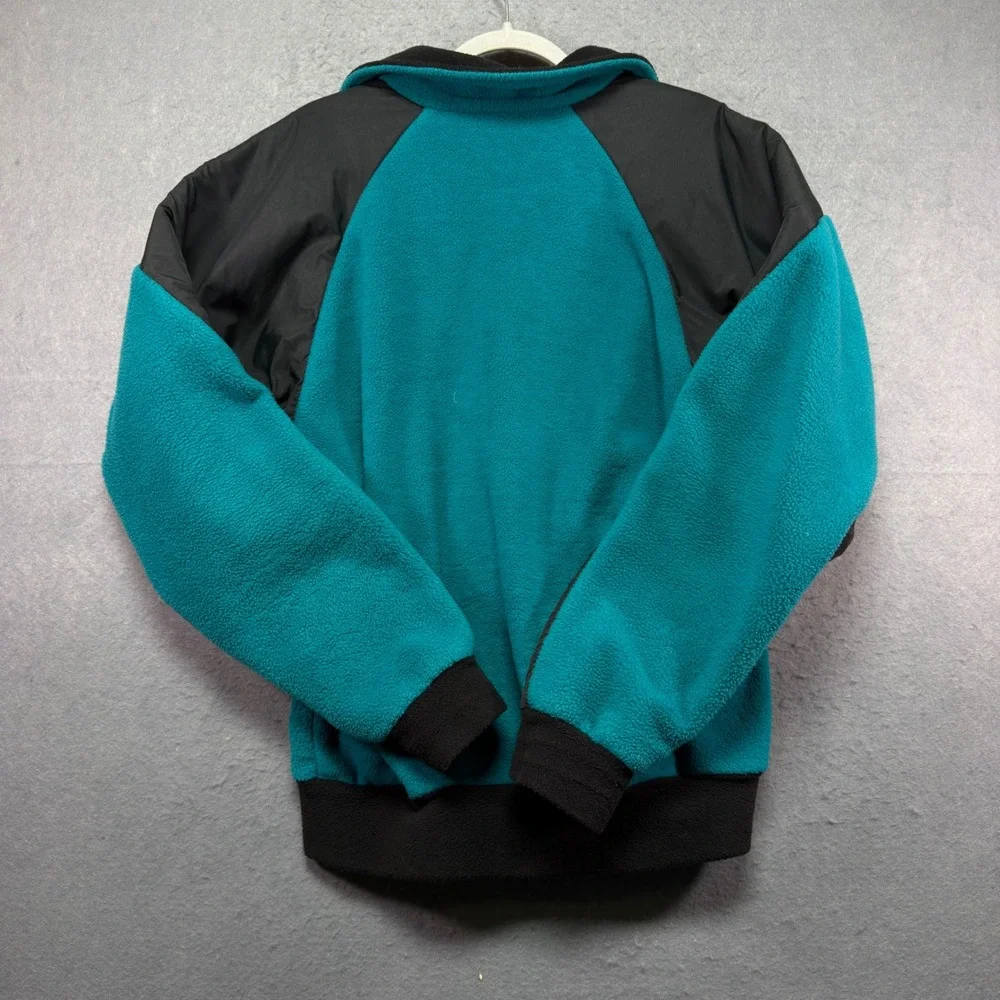 Marmot Mens Full Zip Fleece Jacket Teal Black Colorblock Pit Zips Mock Neck L